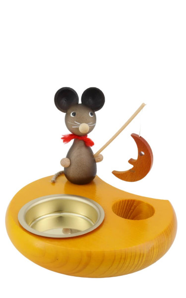 Kerzenhalter für Teelichte mit Maus und Mond, farbig, 6 cm von Ralf Zenker