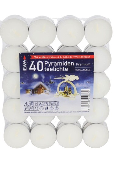 EWA pyramid tea lights in metal sleeve, 40 pieces_pic1