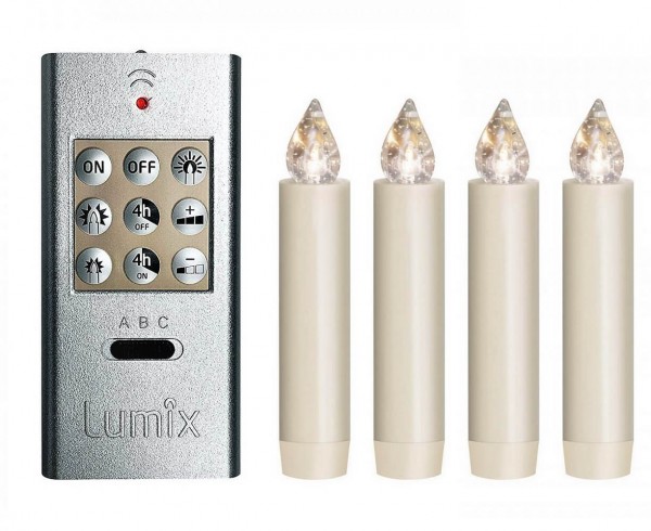 LUMIX Kerzen, 4 Stück inkl. Fernbedienung