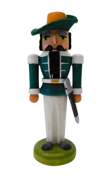 Miniaturnussknacker Musketier, grün, 8 cm von SEIFFEN.COM