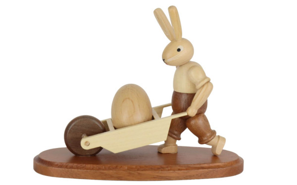 Rabbit with wheelbarrow, 11 cm, natural by Müller Kleinkunst_1