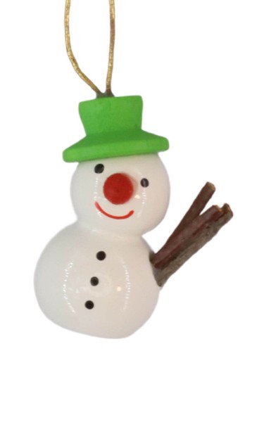 Schneemann mit grünem Hut, 3 cm von SEIFFEN.COM