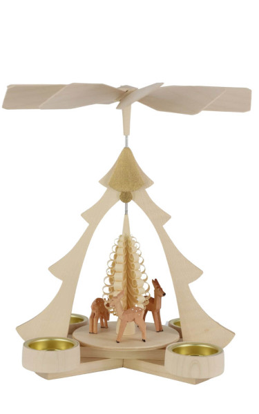 Teelichtpyramide mit Rehe, natur, 28 cm von Volker Zenker_1