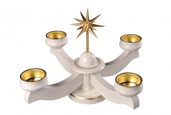 Advent candlestick for tea lights with poinsettia, white by Albin Preißler