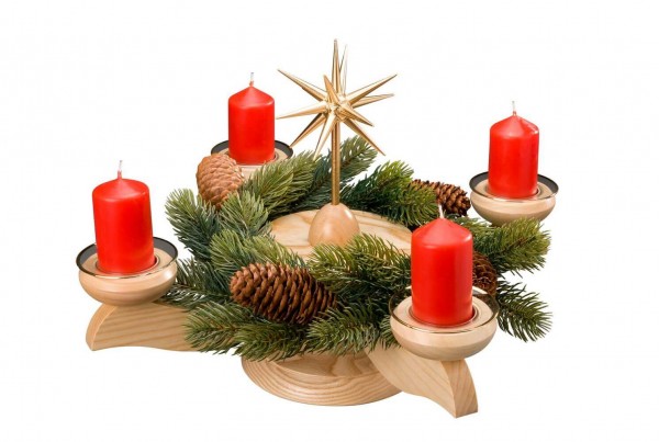 Advent candlestick with poinsettia and fir wreath, nature by Albin Preißler_pic1