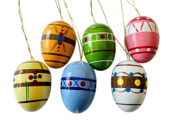 Easter eggs to hang, hand painted, 6 pieces by SEIFFEN.COM