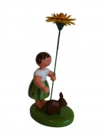 Vorschau: Blumenkinder - Blumenkind Mädchen mit Reifentier (Hase) und Löwenzahn, 10 cm von WEHA-Kunst Dippoldiswalde/ Erzgebirge