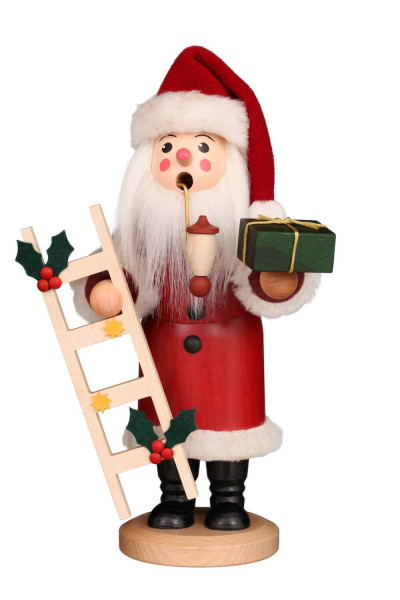 Smoking man Santa Claus with ladder, 28 cm by Christian Ulbricht