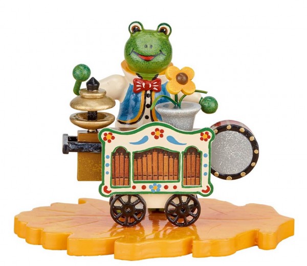 Frog barrel organ player by Hubrig Volkskunst
