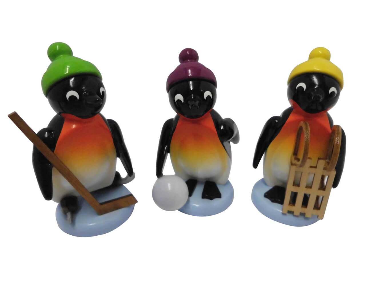 Pinguine von Nestler-Seiffen mit dem Motiv Freizeitsportler, 3 - teilig, farbig_Bild1