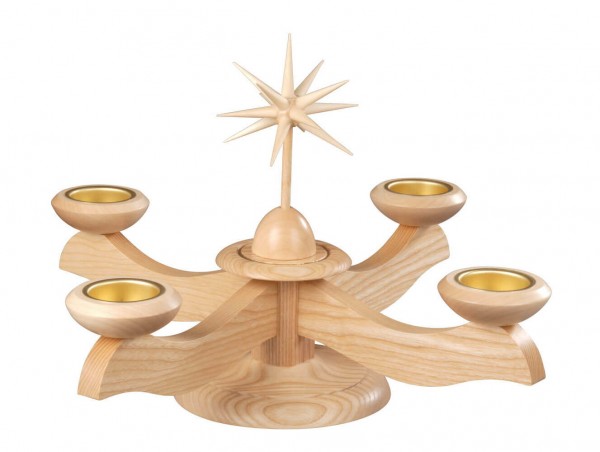 Advent candlestick for tea lights with star, natural by Albin Preißler