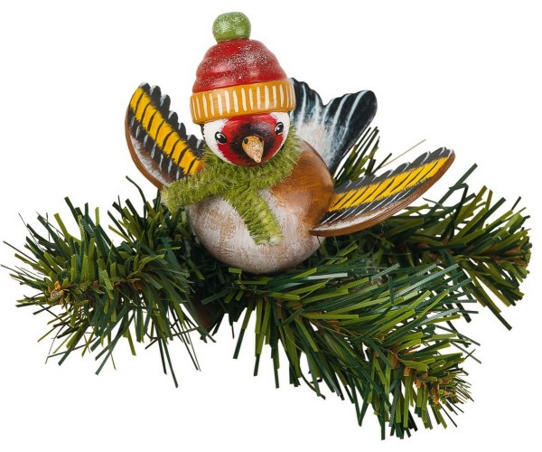 Christmas Tree Decoration & Ornament goldfinch, 6 cm, Hubrig Volkskunst GmbH Zschorlau/ Erzgebirge