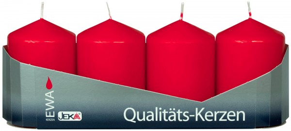 EWA Pillar candles, red 4 pieces, Ø 40 mm x 60 mm high