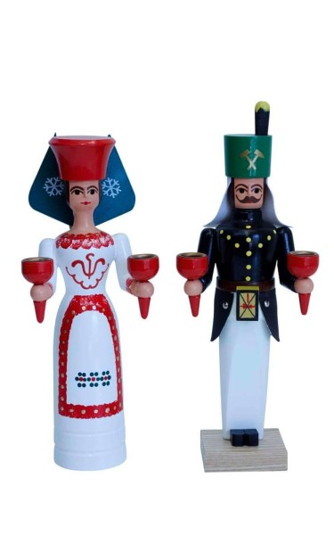 Angel and miner for wax candles, 27 cm, colored by SEIFFEN.COM