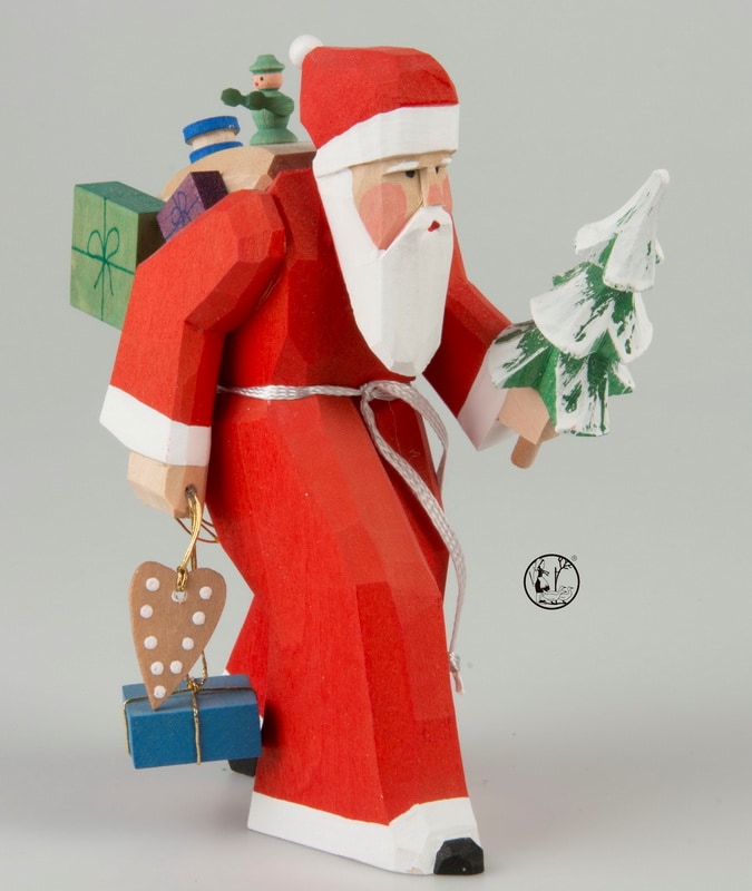 Holzschnitzerei Weihnachtsmann, 13 cm, Bettina Franke Deutschneudorf/ Erzgebirge