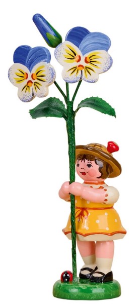 Flower child girl with horn violets by Hubrig Volkskunst