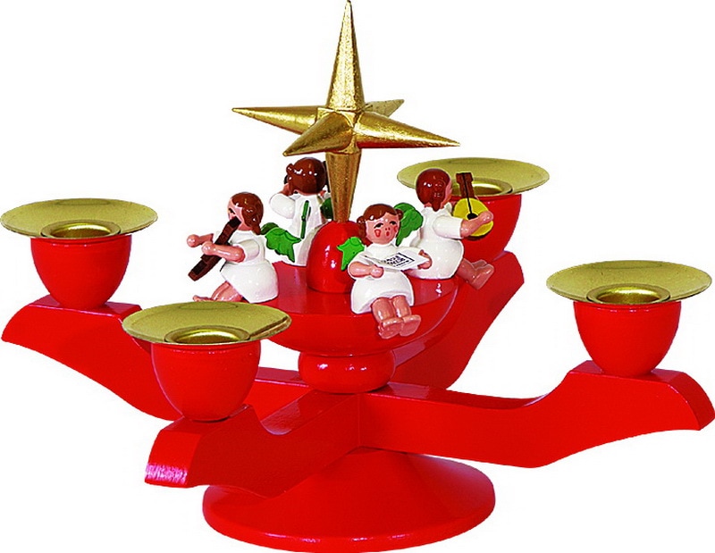 Richard Glässer Adventsleuchter mit Weihnachtsengel, rot 