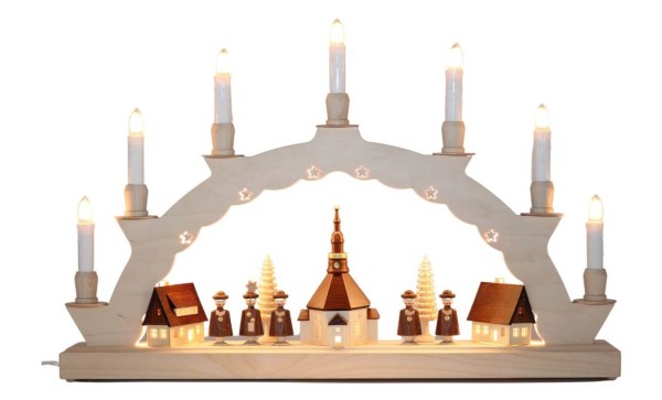 LED Candle Arch Seiffen Village with 3-fold lighting by SEIFFEN.COM