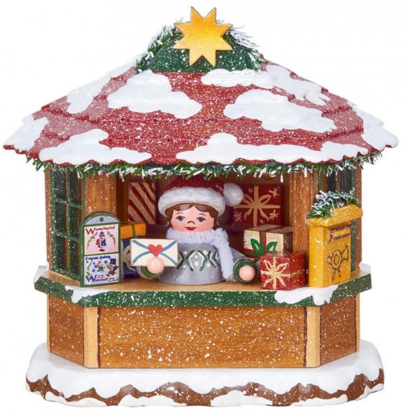 Winterkinder Weihnachtspostamt, elektrisch beleuchtet von Hubrig Volkskunst Zschorlau/ Erzgebirge ist 10 cm groß.