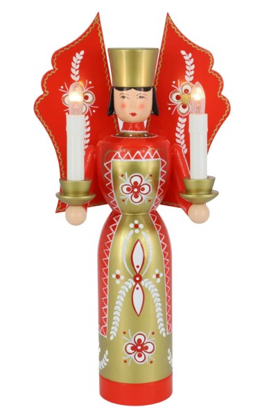 Christmas angel red - gold, 36 cm, electrically illuminated by Holzkunst Gahlenz_1