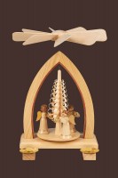 Vorschau: Weihnachtspyramide mit Langrockengel, 26 cm hergestellt von Heinz Lorenz Olbernhau/ Erzgebirge_Bild2