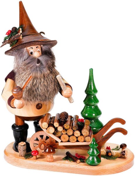 Smoking man gnome with slider, 25 cm by DWU Drechselwerkstatt Uhlig