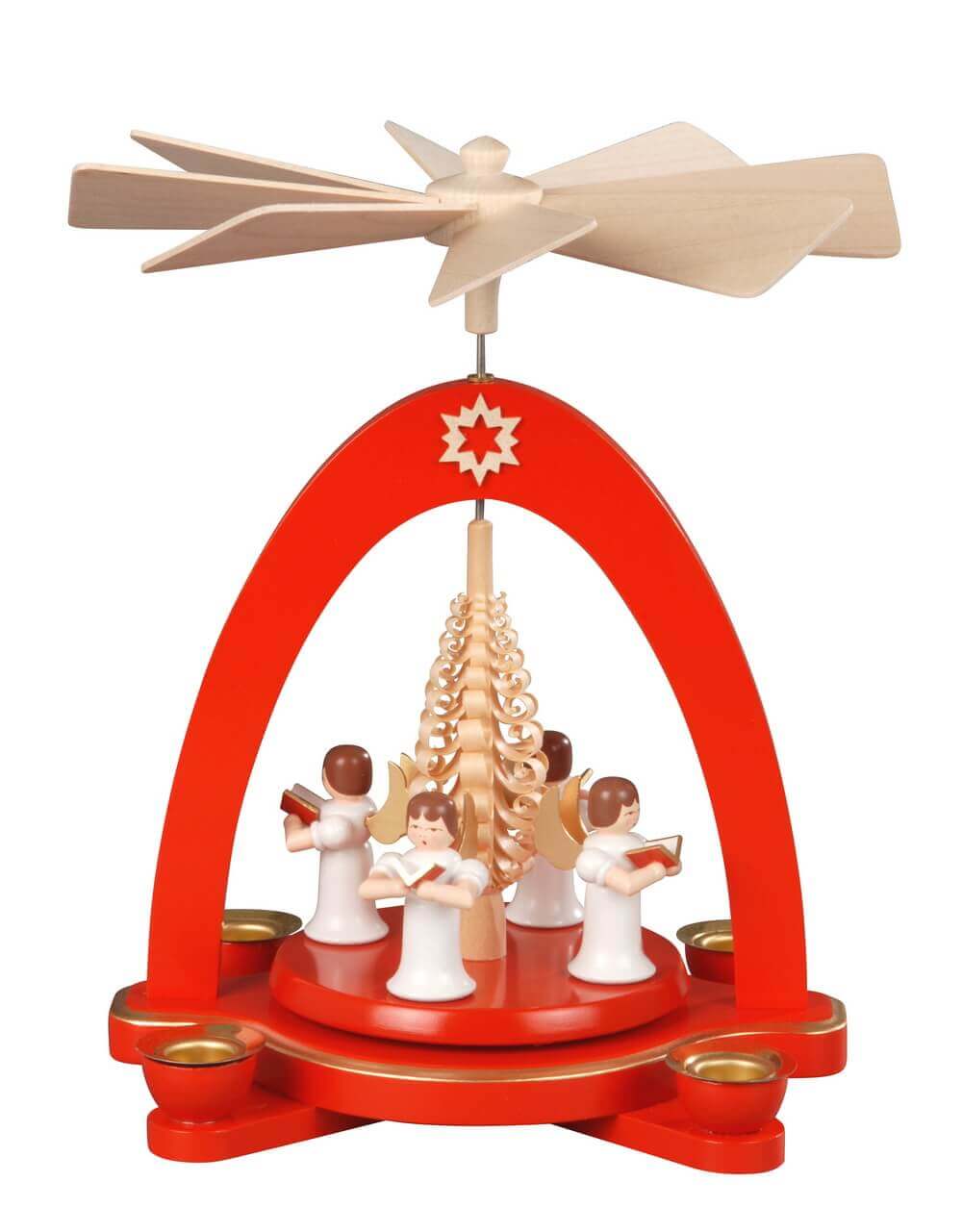 Weihnachtspyramide mit 4 Engel, rot online kaufen