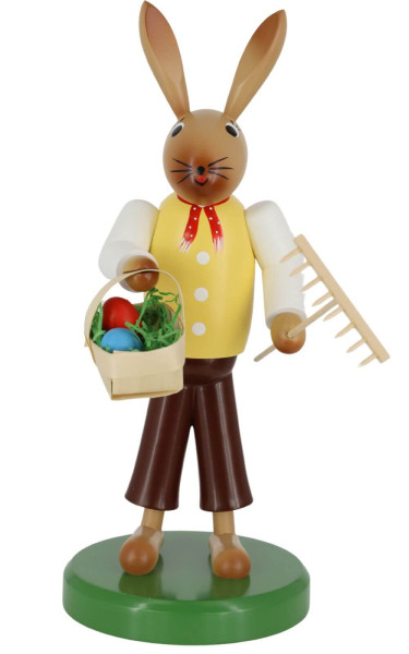 Easter bunny with rake and basket, 28 cm by SEIFFEN.COM_1