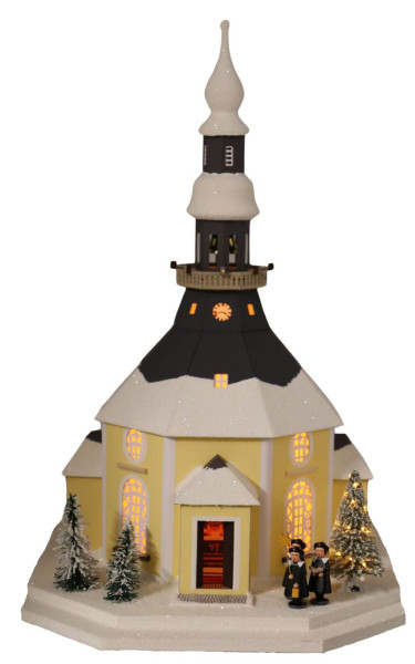 House of lights Seiffen church with Christmas tree, 42 cm by Birgit Uhlig_1