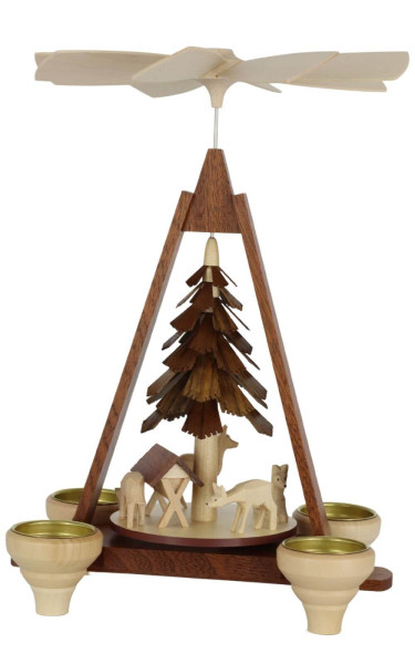 Weihnachtspyramide Rehe, geschnitzt, 29 cm von Müller Kleinkunst_1