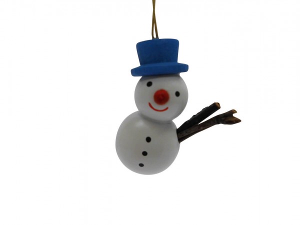 lustiger Schneemann mit blauem Hut von Nestler-Seiffen