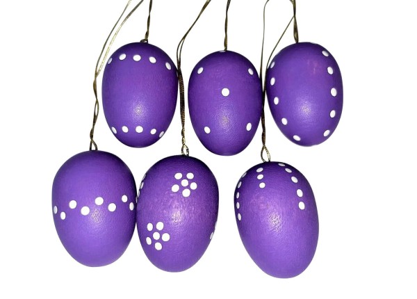 Easter eggs, purple, hand painted, 6 pieces by SEIFFEN.COM