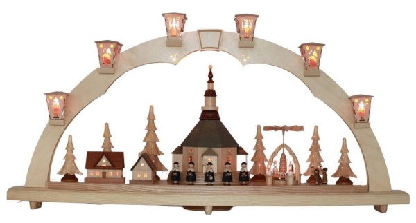 Schwibbogen Seiffener Kirche und Weihnachtspyramide, 80 cm von Richard Glässer_Bild1