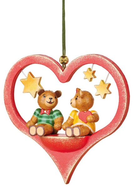 Christmas tree decoration teddy bear couple to hang by Hubrig Volkskunst