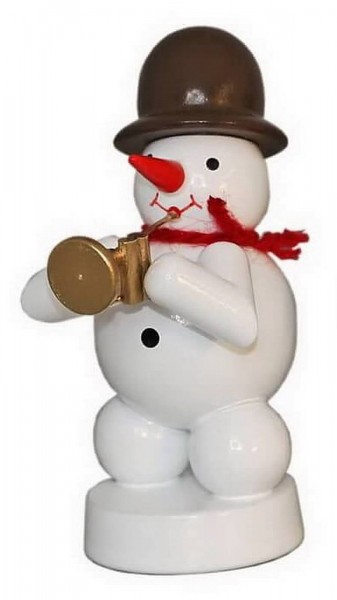 Snowman musician with jazz trumpet, colored, 8 cm by Volker Zenker