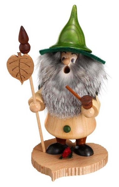 Smoking man gnome lime leaf, 18 cm from DWU Drechselwerkstatt Uhlig