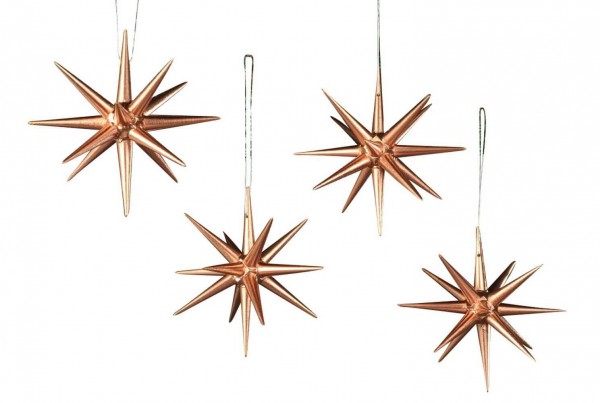 Wooden Christmas tree decorations, Christmas stars copper, 4 pieces by Albin Preißler_pic1