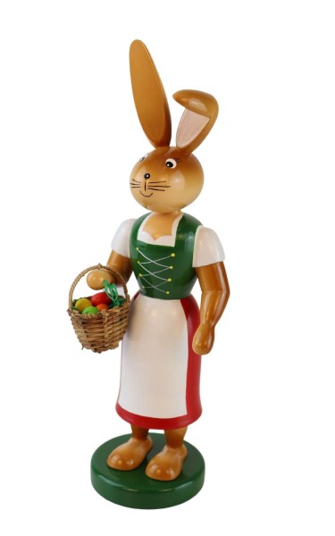 Easter bunny - bunny with long skirt and apron, 26 cm by Holzkunst Gahlenz