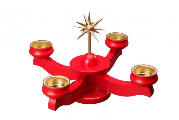 Adventsleuchter mit Weihnachtsstern, rot, für Teelichter von Albin Preißler