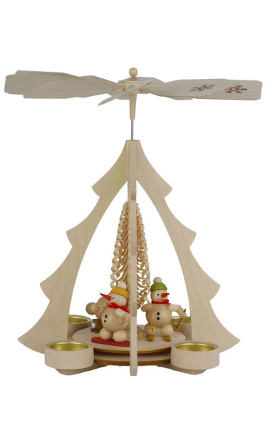 Teelichtpyramide mit Schneemännern, 33 cm von Volker Zenker_1