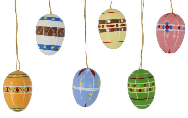 Easter eggs to hang, 3 cm, hand painted, 6 pieces by SEIFFEN.COM