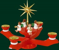 Vorschau: Richard Glässer Adventsleuchter mit Weihnachtsengel, rot_Bild2