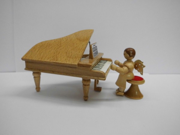 German Christmas Angel with Piano, 6 cm, Seiffen/ Erzgebirge