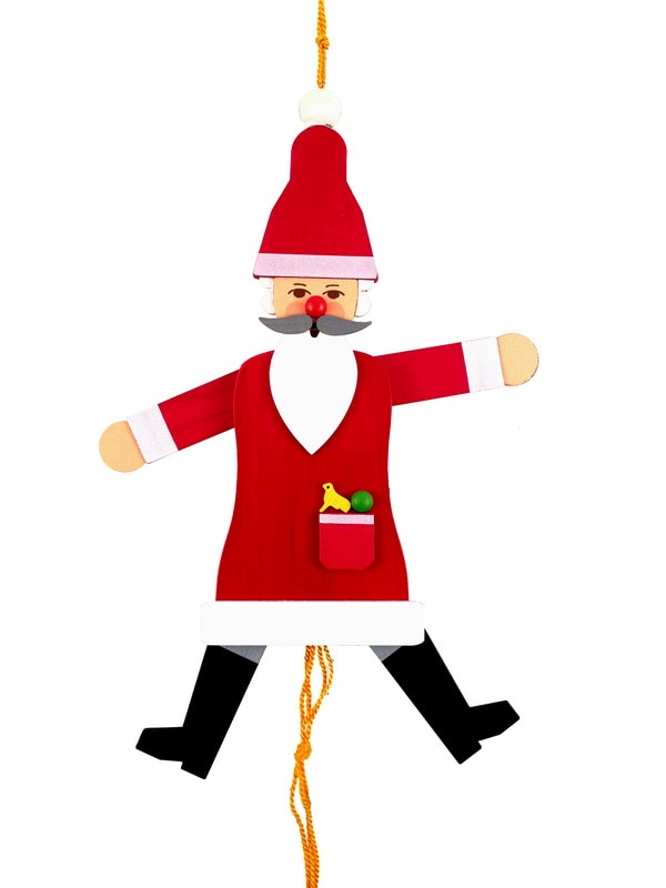 HAMPELMANN Weihnachtsmann NEU Erzgebirge Mobile Spielzeug Ziehfigur Schwingfigur 