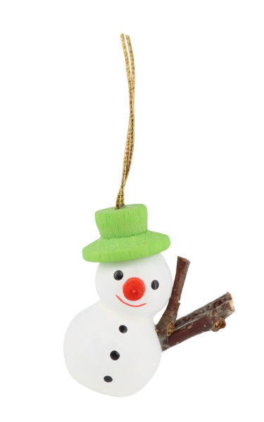 Christmas tree decoration: snowman with a green hat, 3 cm / 1,2 inches, from SEIFFEN.COM