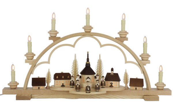 LED candle arch Seiffen village, 64 cm with interior lighting by Müller Kleinkunst_pic1