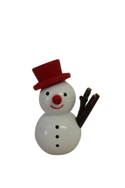 Schneemann mit rotem Hut, 4 cm von Nestler-Seiffen