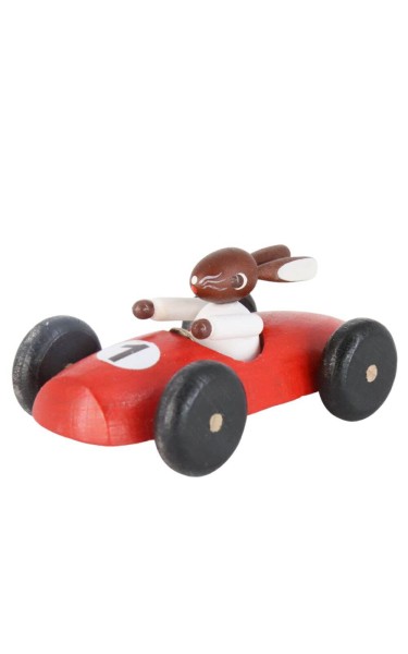Easter bunny in racing car, red from Legler