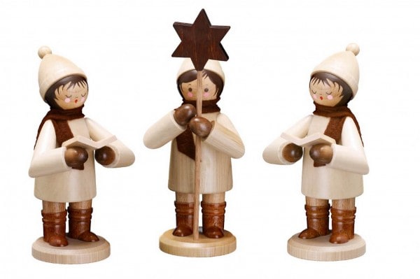 German Christmas Figurines Carolers, 3 pieces, nature, 11,5 cm,Romy Thiel Deutschneudorf/ Erzgebirge