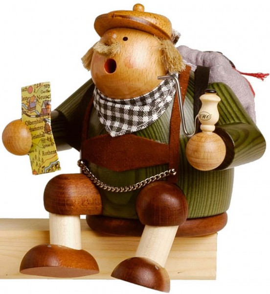 German Incense Smoker Shelf-Sitter Tourist, 15 cm, KWO Kunstgewerbe-Werkstätten Olbernhau/ Erzgebirge